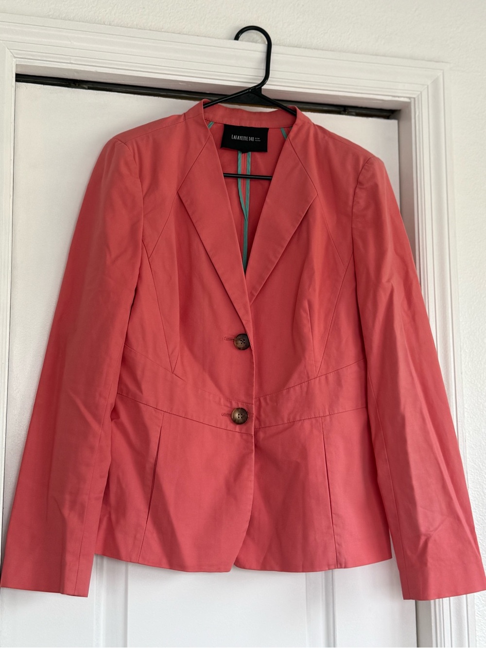 Lafayette 148 New York Coral Blazer with Two-Button Front